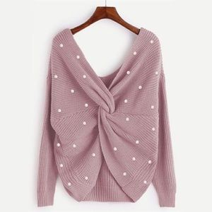 NWOT Twist back pearl sweater